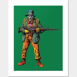 Clown with Machine Gun Posters and Art